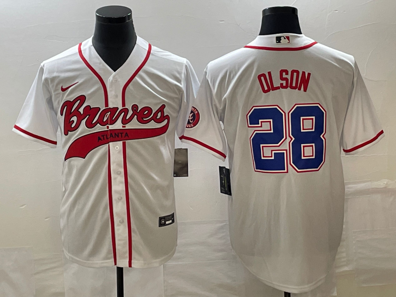 Men's Atlanta Braves Matt Olson #28 White Jersey Joint Edition